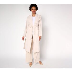 Dennis Basso Women's Plus Sz Jacket 3X Soft Wash Woven Topper Self White A681179